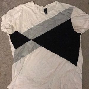 A grey white and black shirt
